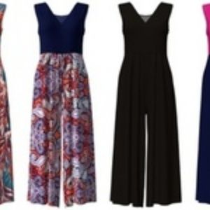 NEW 2X BURGUNDY Palazzo JUMPSUIT BY BELLA FLORA